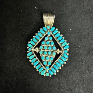 Zuni Turquoise Clusterwork and Snake Eye Pendant by Jennie Eustace (3704)
